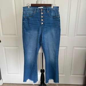 Ann Taylor Loft High Waist Kick Crop Flare Denim Jeans Womens Sz 31 / 12